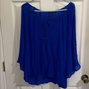 Blue cut out blouse